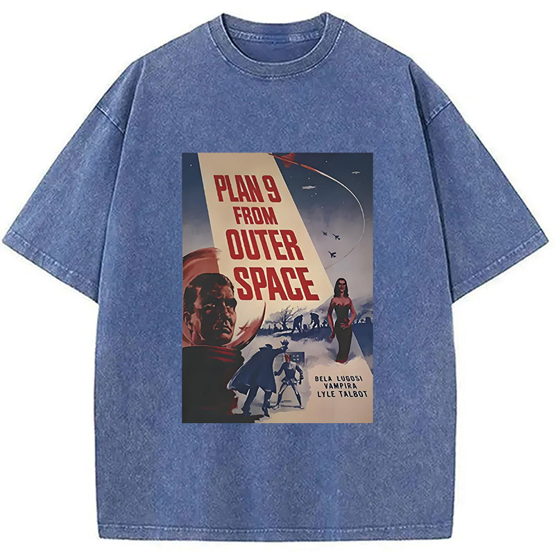 Retro Sci-Fi Washed T-Shirt Soft Cotton Daily Wear Tee Gifts For Sister