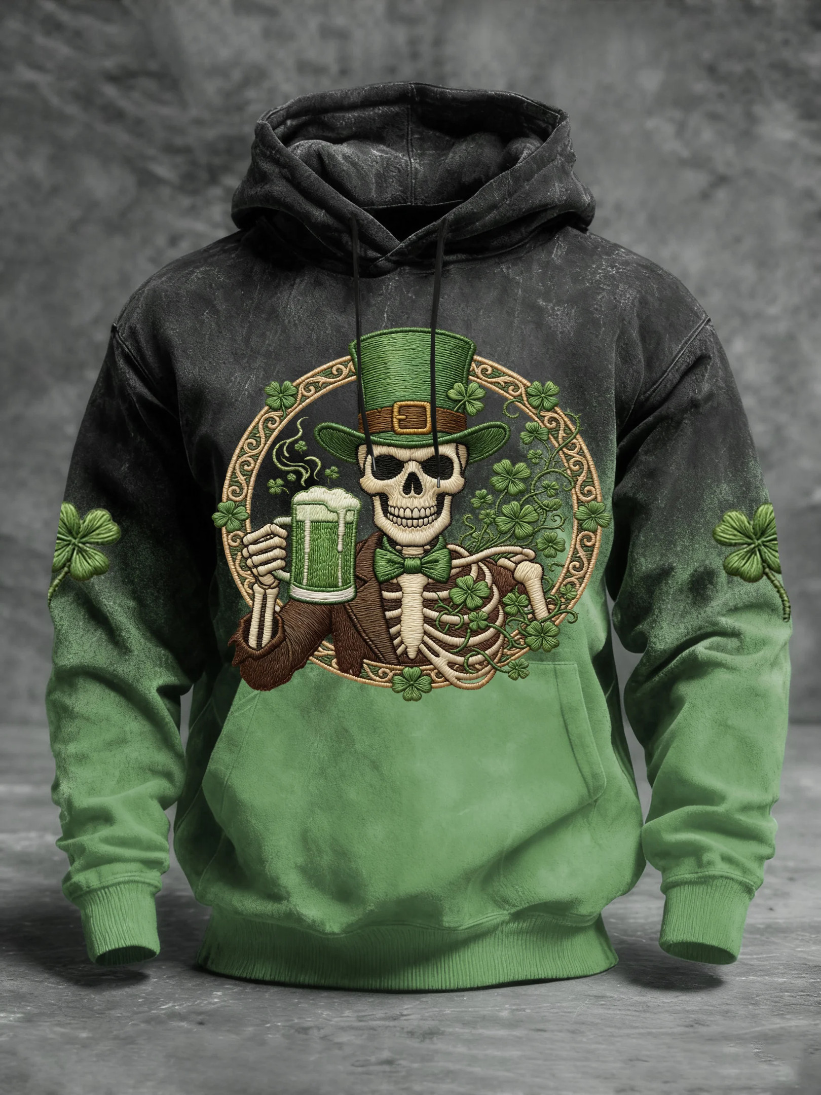 Retro Shamrock Skeleton Hoodie St Patrick Clothes Great St Patrick's Gift Ideas