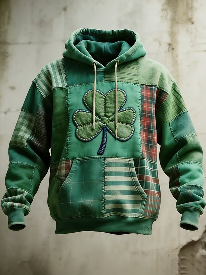 Retro St Patricks Day Hoodie Clover Graphic St Patrick's Day Apparel Unique Gift Ideas