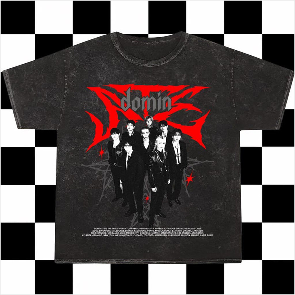 Retro Stray Kids Domiate Mineral Wash T-Shirt Stray Kids DomiAte In North America Shirt