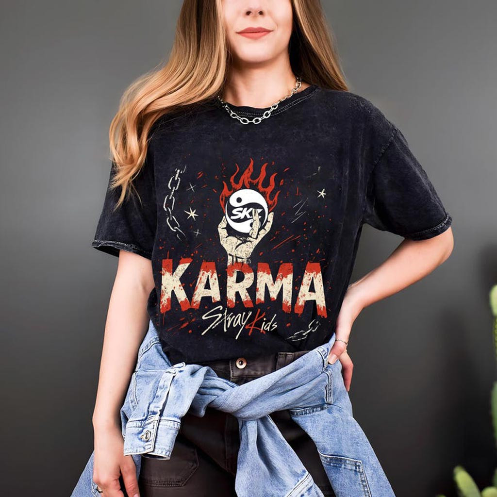Retro Stray Kids Karma Mineral Washed Shirt SKZ Karma Shirt Stray Kids Karma Shirt Stray Retro Stray Kids Karma Mineral Washed Shirt SKZ Karma Shirt Stray Kids Karma Shirt Stray