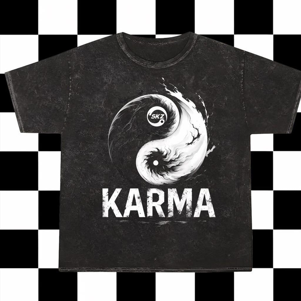 Retro Stray Kids Karma Mineral Washed Shirt Stray Kids Ceremony Shirt SKZ Karma Shirt Stray