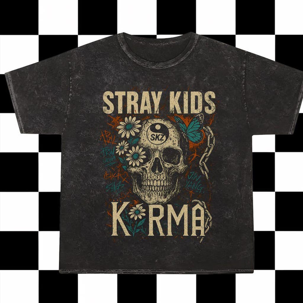 Retro Stray Kids Karma Mineral Washed Shirt Vintage SKZ Karma Shirt Stray Kids Karma Sport Retro Stray Kids Karma Mineral Washed Shirt Vintage SKZ Karma Shirt Stray Kids Karma Sport