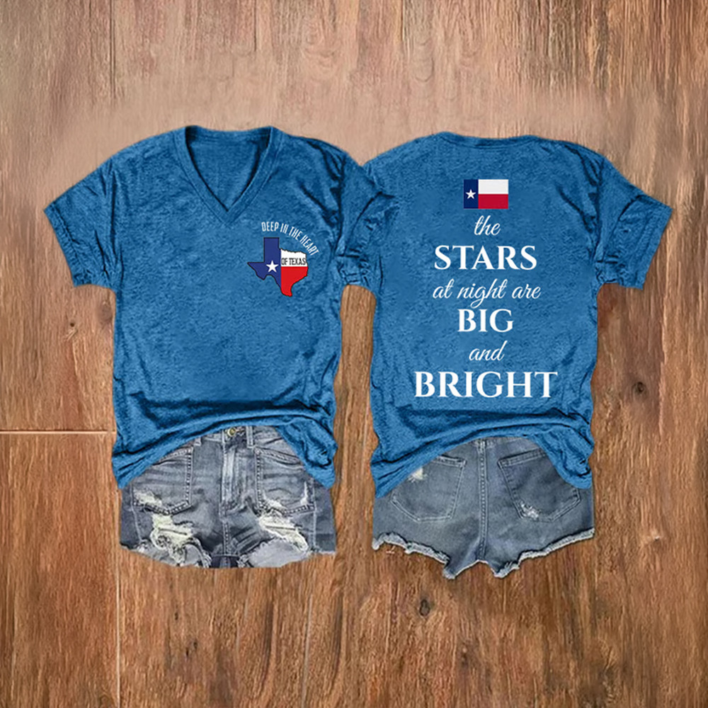 Retro Texas Pride Deep In The Heart Of Texas V-Neck Shirt Texas Strong Patriotic Clothes Gift Idea