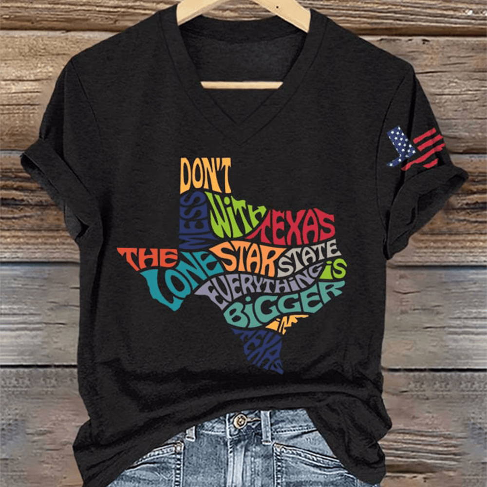 Retro Texas Pride Don't Mess With Texas V-Neck Shirt Patriotic Texas Shirt
