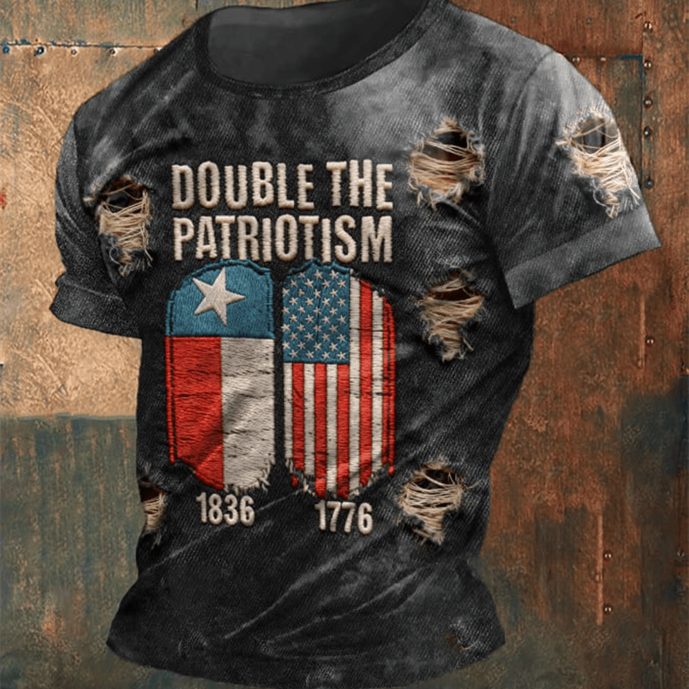 Retro Texas Pride Double The Patriotism 1836 1776 T-Shirt Texas History Clothes Gift Ideas