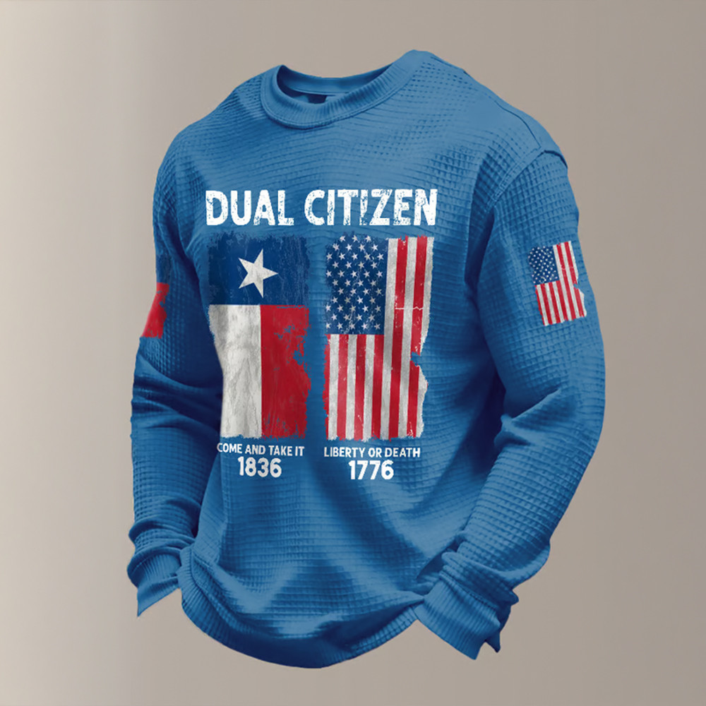 Retro Texas Pride Dual Citizen Long Sleeve Shirt 1836 Liberty Or Death 1776 Patriotic Apparel
