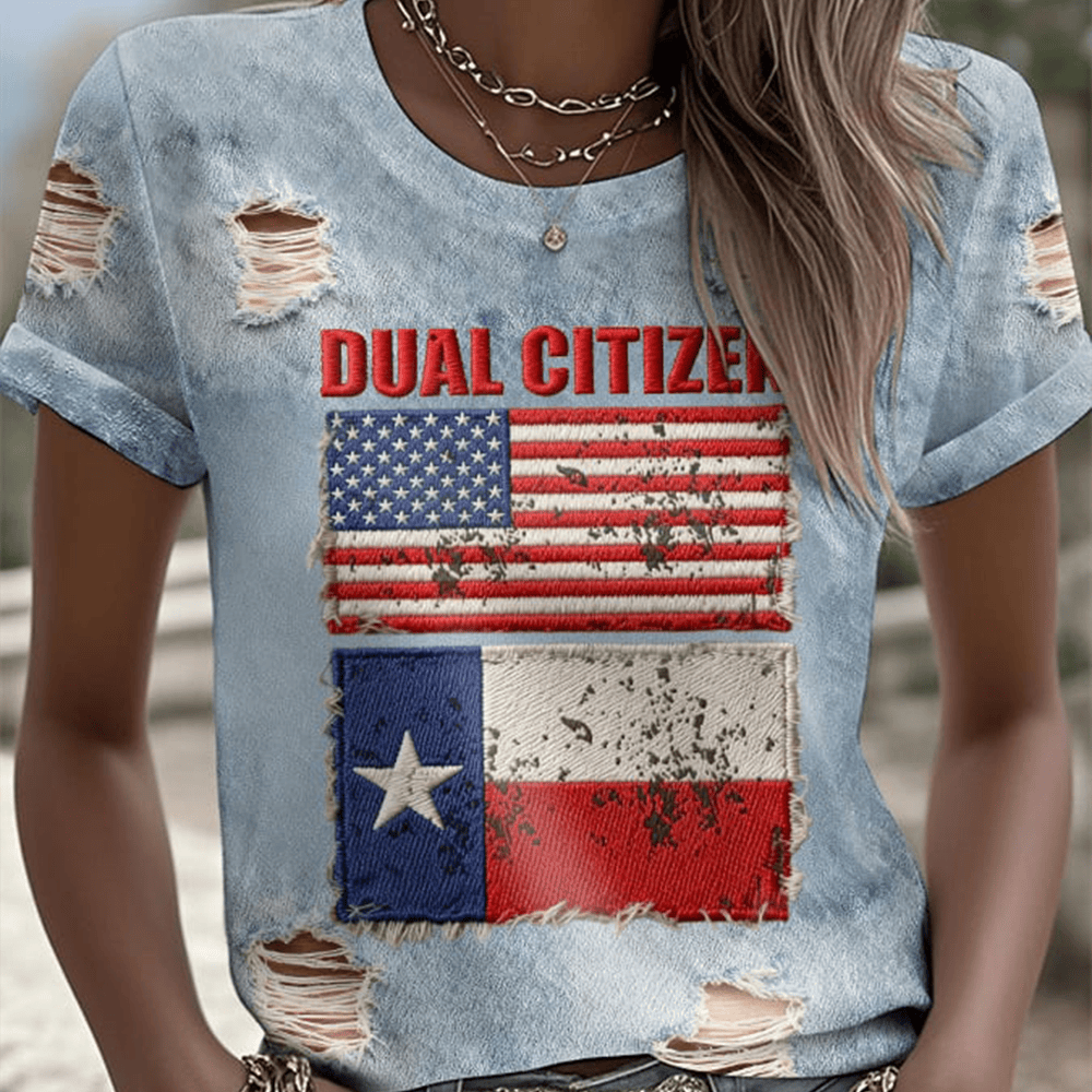 Retro Texas Pride Dual Citizen Vintage T-Shirt Lone Star Shirt Unique Gift For Girlfriend
