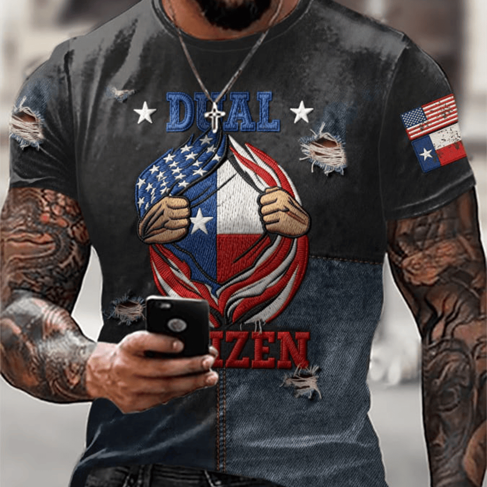 Retro Texas Pride Dual Citizen Vintage T-Shirt Patriotic Texas Shirt Gift Ideas For Boyfriend