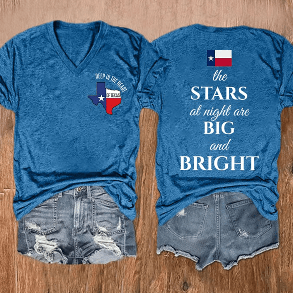 Retro Texas Pride V-Neck Shirt Deep In The Heart Of Texas Shirt Patriotic Gifts