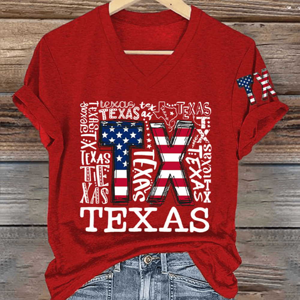 Retro Texas Pride V-Neck Shirt Patriotic Texas Clothes Unique Gift For Girlfriend