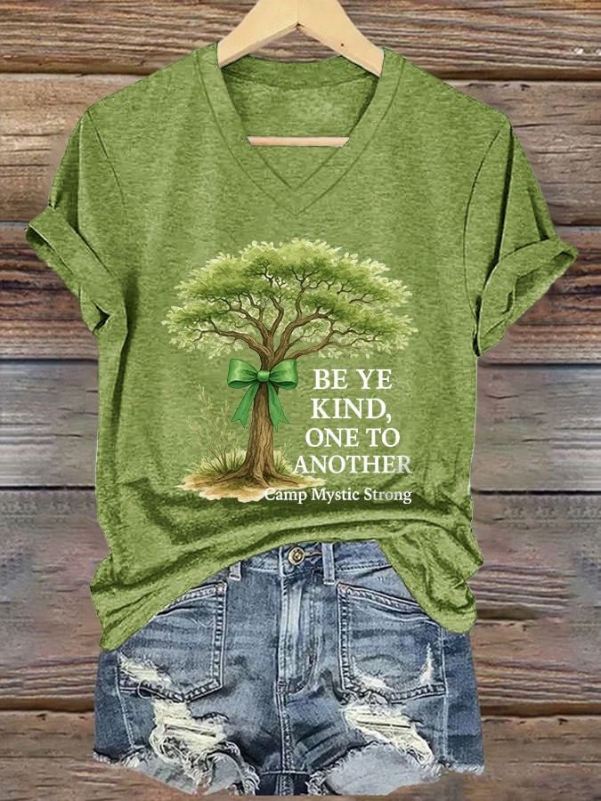 Retro Texas Strong Be Ye Kind One to Another Camp V-Neck T-Shirt Women's Gift For Texans