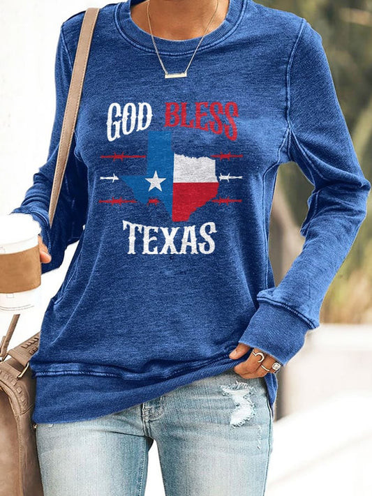 Retro Texas Strong God Bless Texas Print Sweatshirt Merch Gift For Real Texans