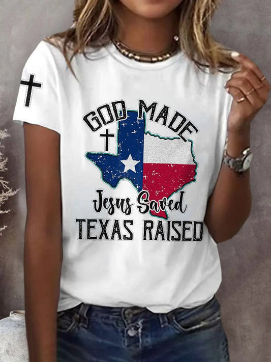 Retro Texas Strong God Made Jesus Saved Texas Print Tshirt Merch Gift For A Stronger Texas