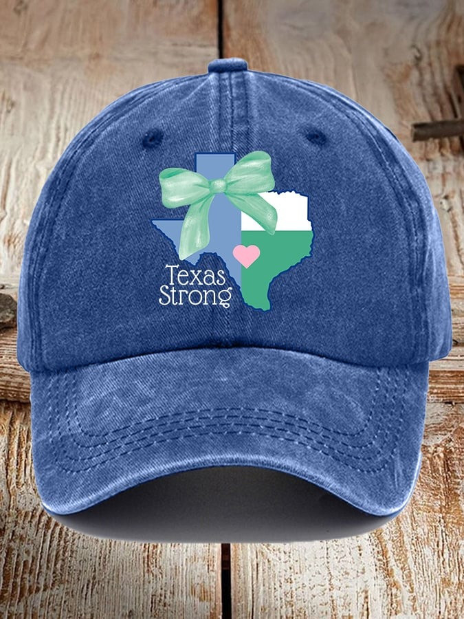 Retro Texas Strong Green Bow Print Baseball Cap Gift For Women Texans, Americans
