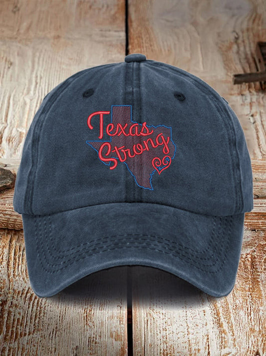 Retro Texas Strong Print Baseball Cap Merch Gift For Flood Survivors