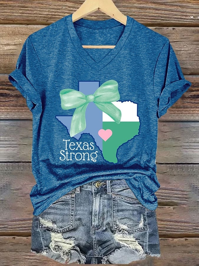 Retro Texas Strong Royal V-Neck T-Shirt Gift For Women Texans and Americans