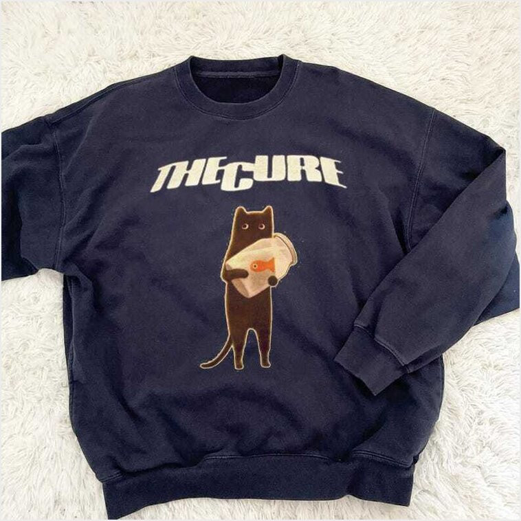 Retro The Cure Sweatshirt The Cure Cat Shirt The Cure Rock Band Music T-Shirt The Cure Tour Tshirt Gift For Fans Gifts For Sister