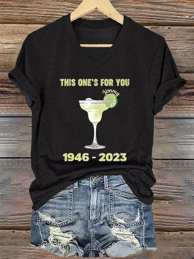 Retro This One's For You Jimmy 1946-2023 Print V-Neck Shirt Gifts For Mother