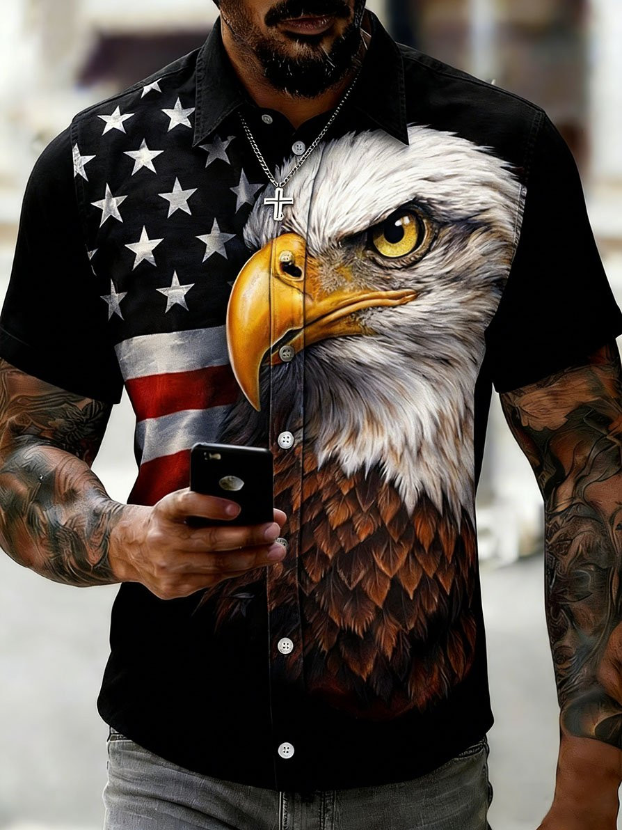 Retro USA 250th Anniversary Button Shirt 4th Of July Celebration Clothing Gift Ideas