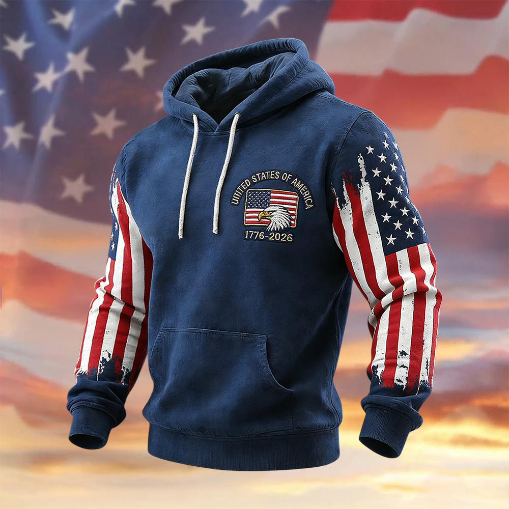 Retro USA 250th Anniversary Hoodie Independence Day 2026 Hooded Sweatshirt 1776 2026 Merch