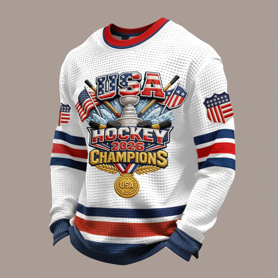 Retro USA Hockey Champions 2026 Long Sleeve Shirt USA Hockey Gold Medal Merch Fans Gear