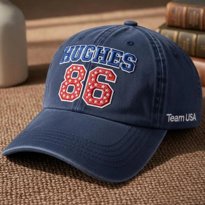 Retro USA Ice Hockey 86 Hughes Hat USA Hockey Team Baseball Cap 2026 Winter Olympic Gear