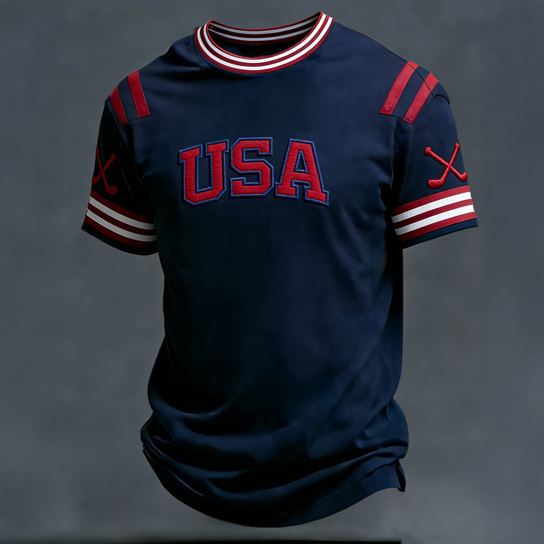 Retro USA Ice Hockey Commemorative T-Shirt USA Hockey Fan Shirt Best Gift For Friends