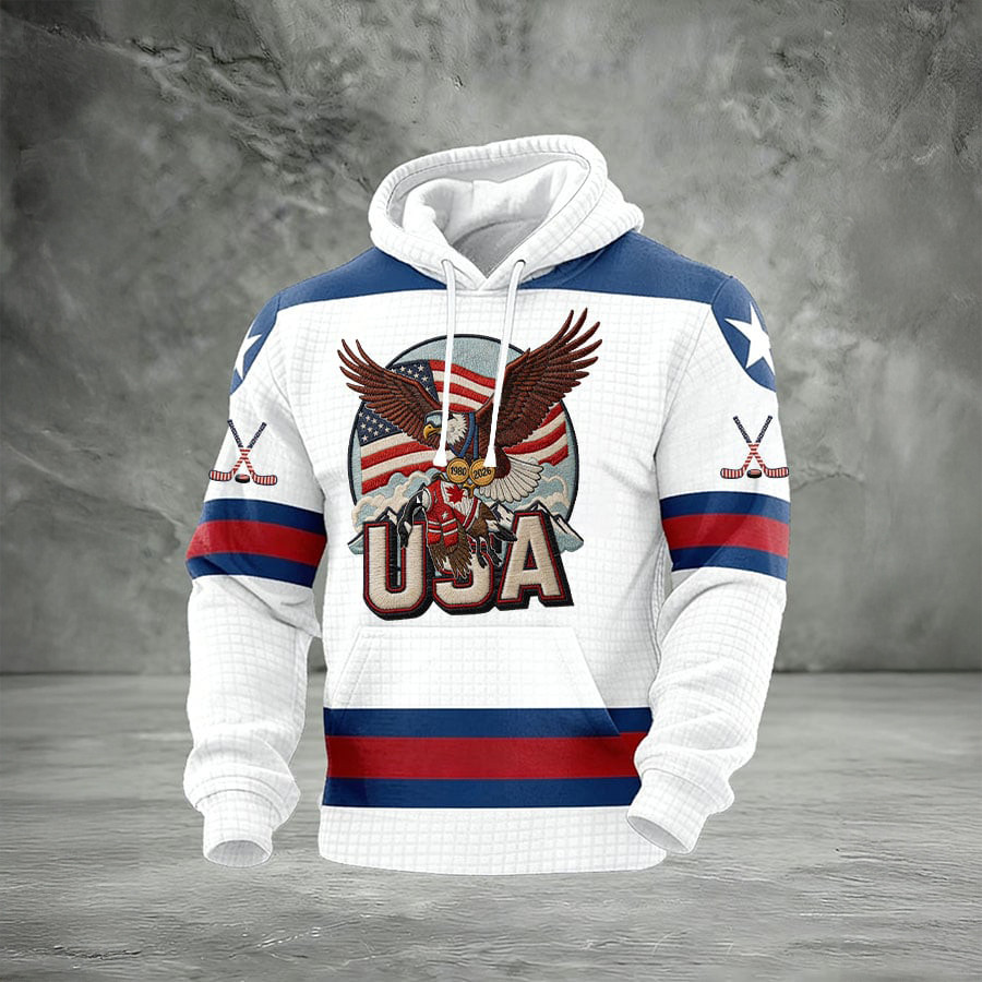Retro USA Ice Hockey Eagle Hoodie Game Day Clothing Hockey Lover Present