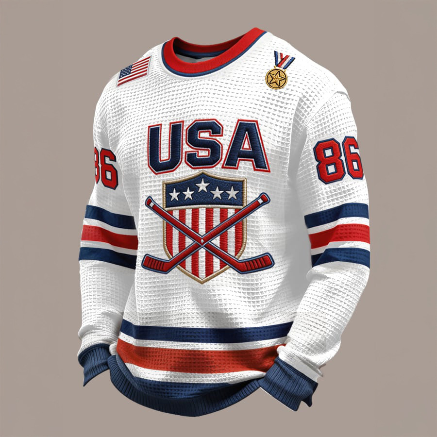 Retro USA Ice Hockey Gold Medals 86 Long Sleeve Shirt Game Day Clothing Hockey Lover Presents