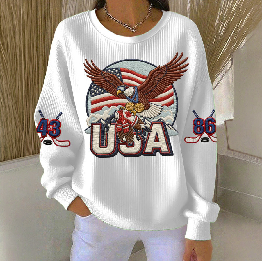 Retro USA Ice Hockey Gold Medals Eagle Sweatshirt USA Hockey Gold Medal Merch Gift For Wife