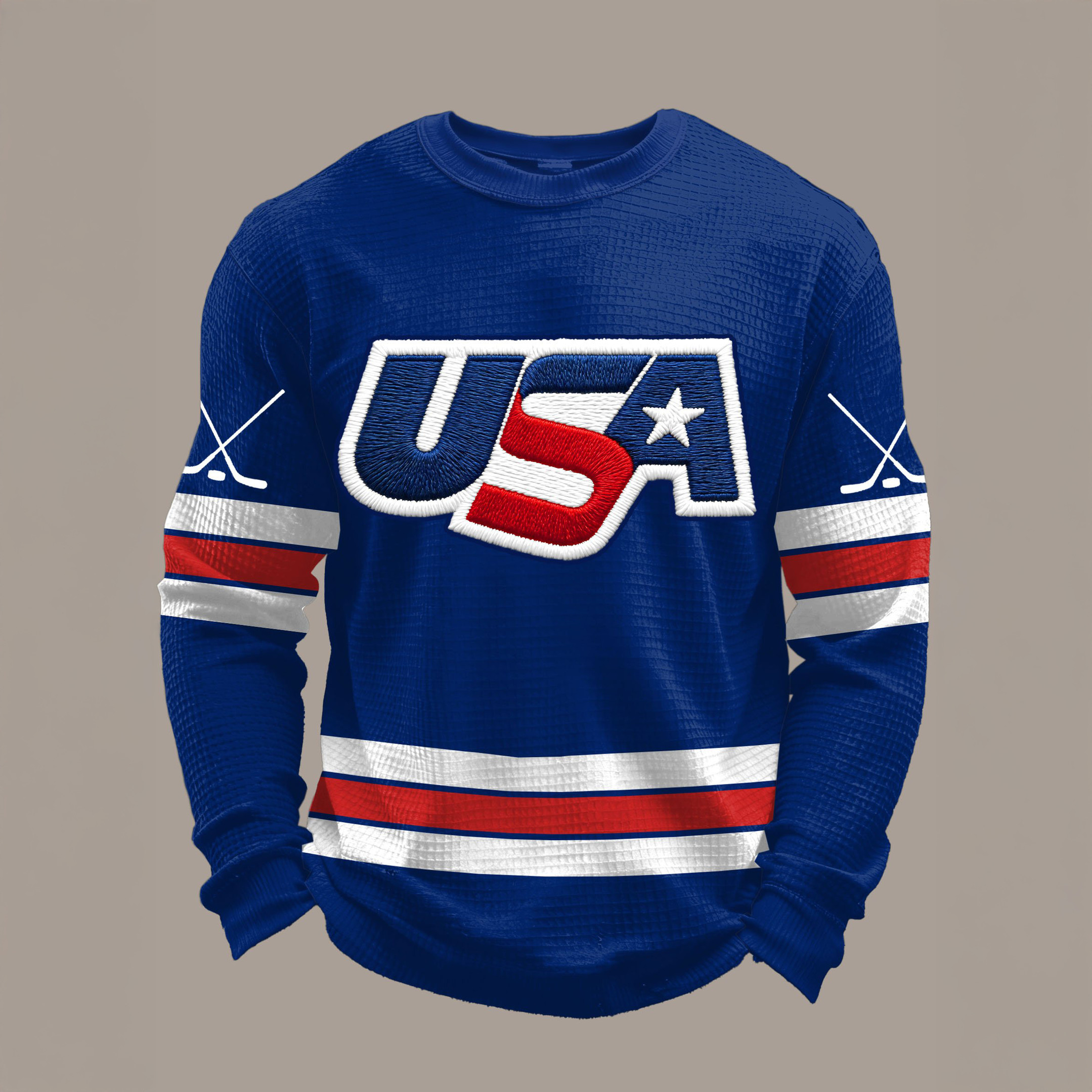 Retro USA Ice Hockey Graphic Long Sleeve Shirt Hockey Apparel Unique Gift For Father