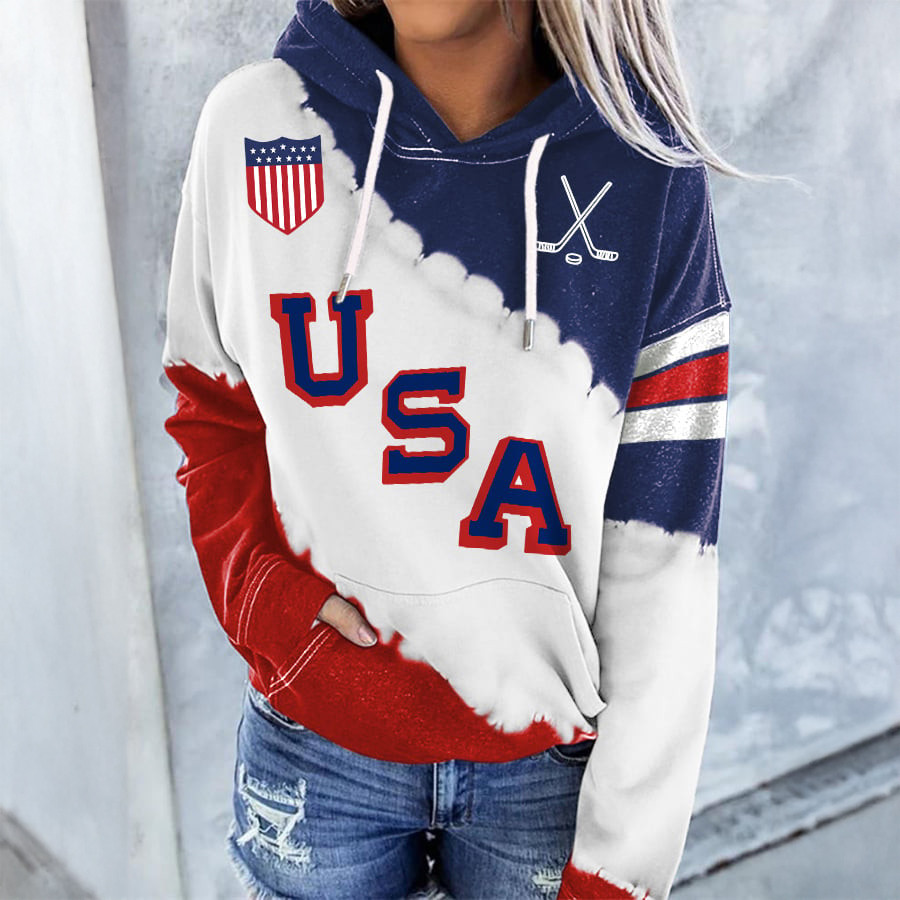 Retro USA Ice Hockey Hoodie 2026 Winter Olympic USA Hockey Team Merch Fan Gear