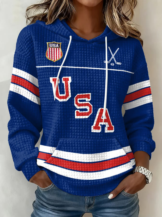 Retro USA Ice Hockey Hoodie Game Day Apparel Birthday Gifts For Hockey Fans