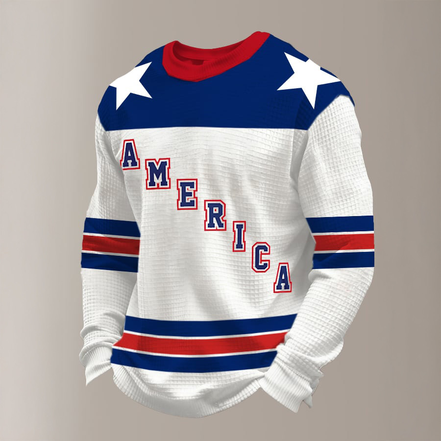 Retro USA Ice Hockey Long Sleeve Shirt USA Ice Hockey Apparel 2026 Winter Olympic Gift
