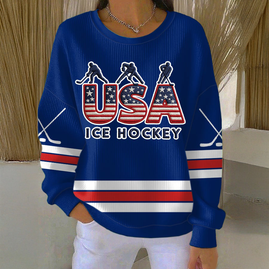 Retro USA Ice Hockey Sweatshirt Milano Cortina 2026 Winter Olympic Merch Hockey Fan Present