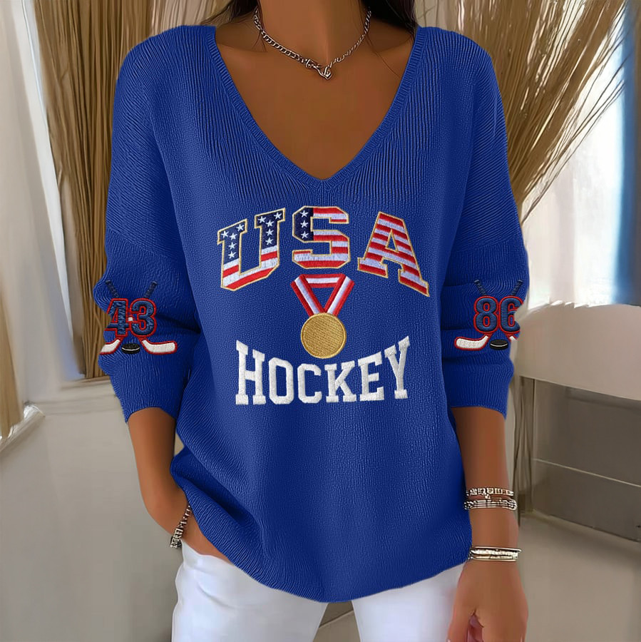 Retro USA Ice Hockey Sweatshirt USA Hockey Gold Medal Merch Best Fan Gift For Her