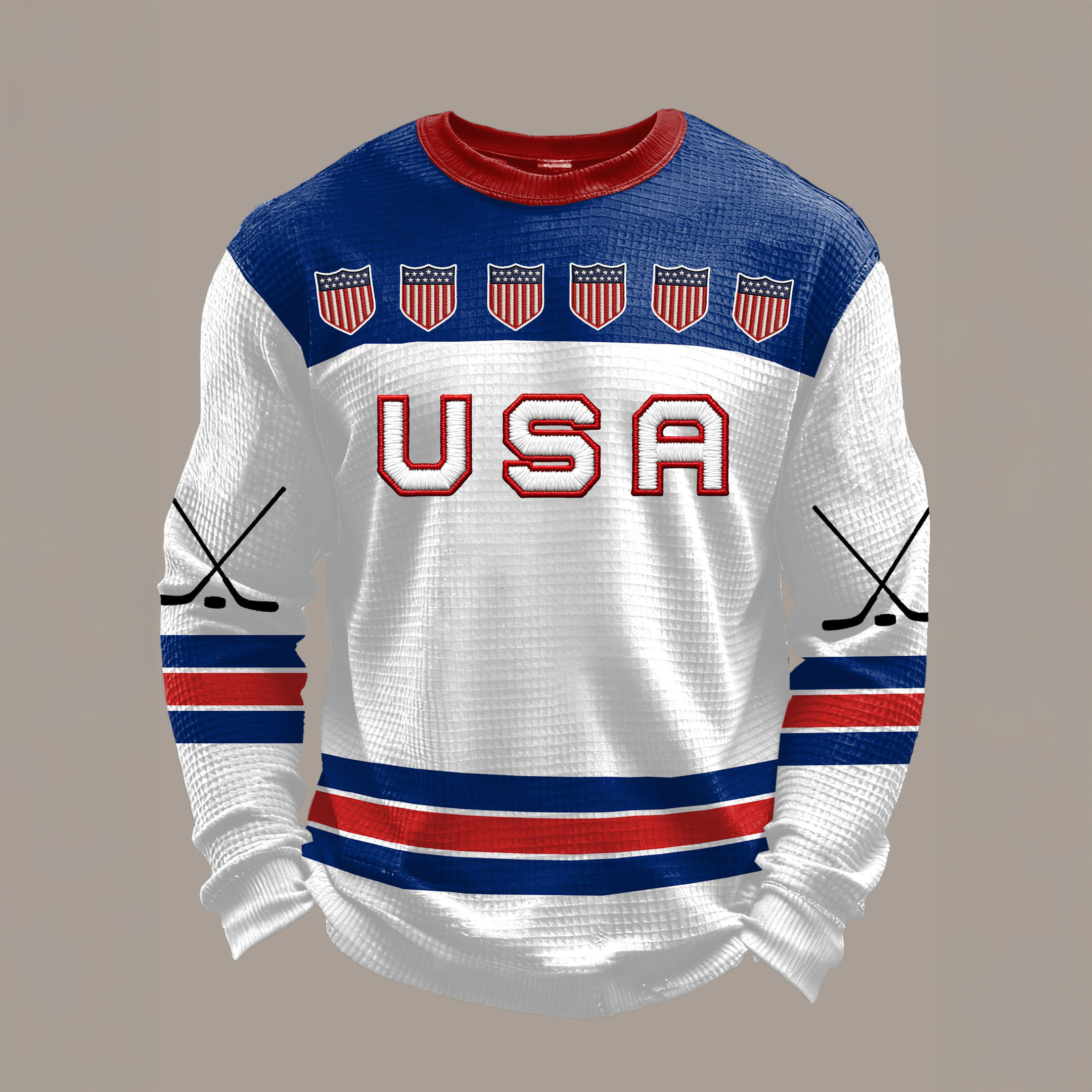 Retro USA Ice Hockey Team Long Sleeve Shirt Team USA Hockey Apparel Fans Gear For Him