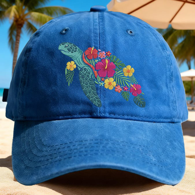Retro Vacation Floral Sea Turtle Hat Galathreads Baseball Cap Turtle Lover Gift Idea