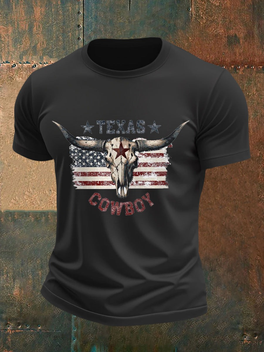 Retro Western Texas Cowboy Print T-Shirt Gifts For My Husband