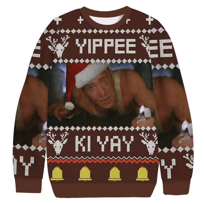 Retro Yippee Ki Yay Die Hard Christmas Ugly Sweatshirt Holiday Season Gag Gift Top
