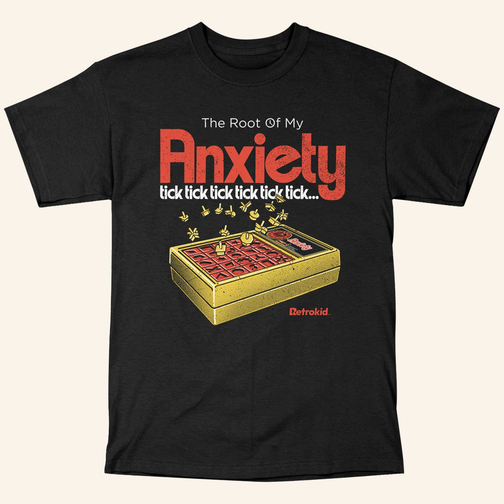 Retrokid Merch Retrokid Originals Anxiety T-Shirt Black Presents For Boyfriend Retrokid Merch Retrokid Originals Anxiety T-Shirt Black Presents For Boyfriend