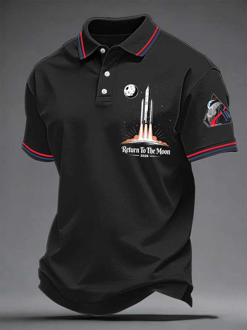 Return To The Moon 2026 Polo Shirt NASA Artemis Moon Mission Merch Gift For Men