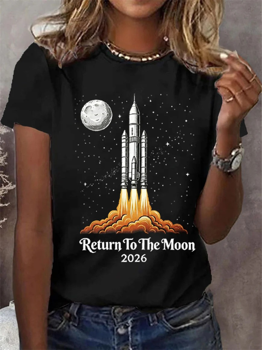 Returning To The Moon 2026 T-Shirt NASA Artemis Space Exploration Clothing Gift Ideas