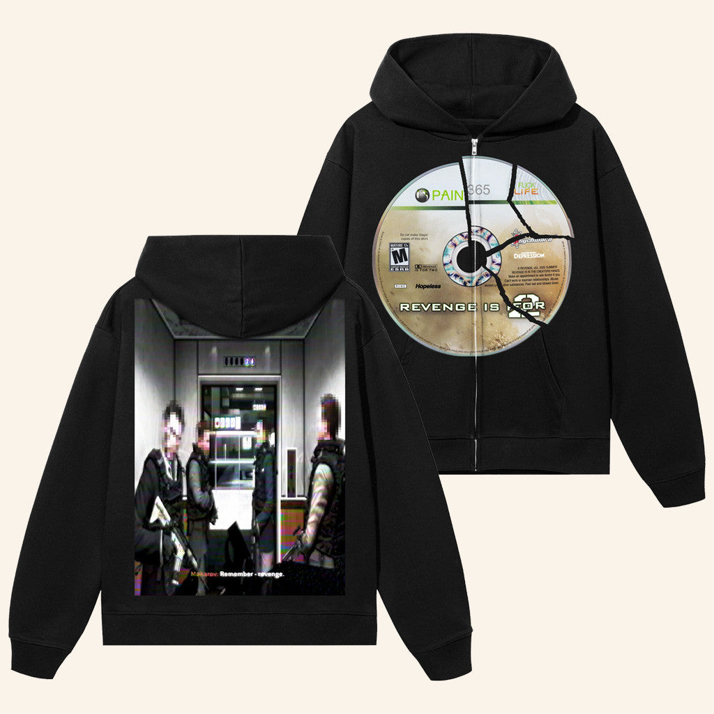 Revenge Merch No Russian Zip Black Hoodie Gifts For Husband