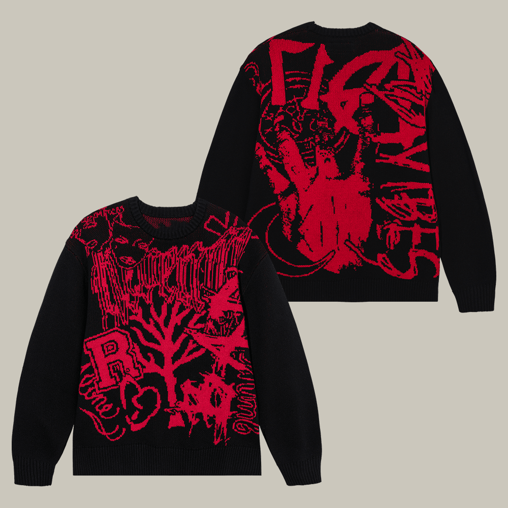 Revenge x XXXTentacion 'X Collage Knit Sweatshirt Revenge Clothing Unique Gift For Fans