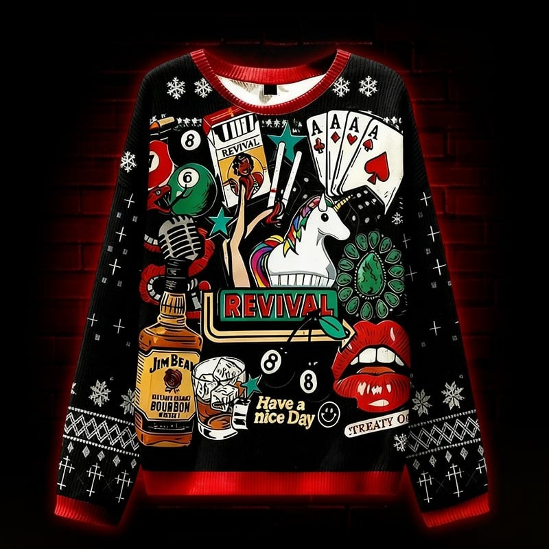 Revival And Fun Elements Ugly Christmas Sweater Funny Xmas Clothing Gifts For Teens