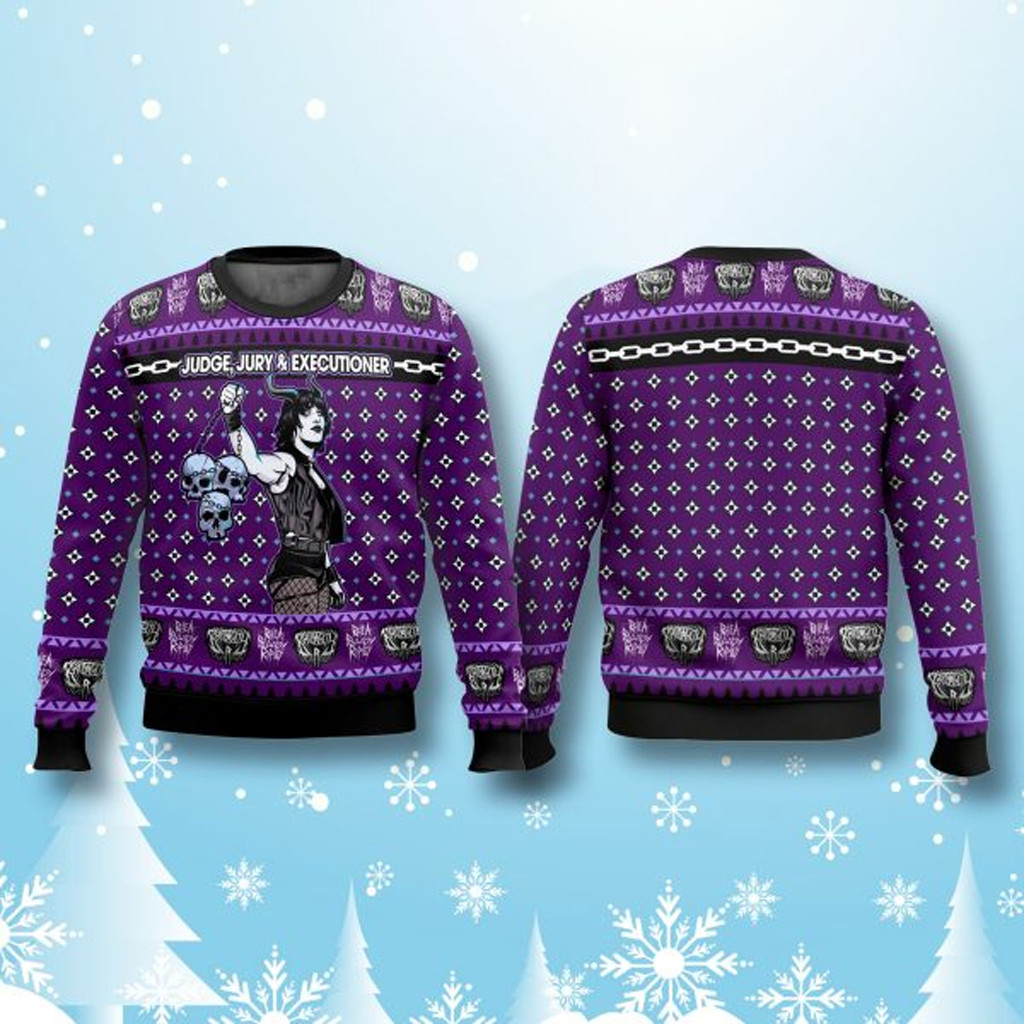 Rhea Ripley Judge Jury Executioner Ugly Christmas Sweater Gifts For Best Friends Rhea Ripley Judge Jury Executioner Ugly Christmas Sweater Gifts For Best Friends