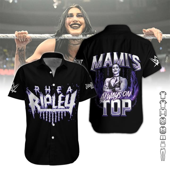 Rhea Ripley Mami's Always On Top Hawaiian Shirt Queen of Domination WWE Rhea Ripley Merch
