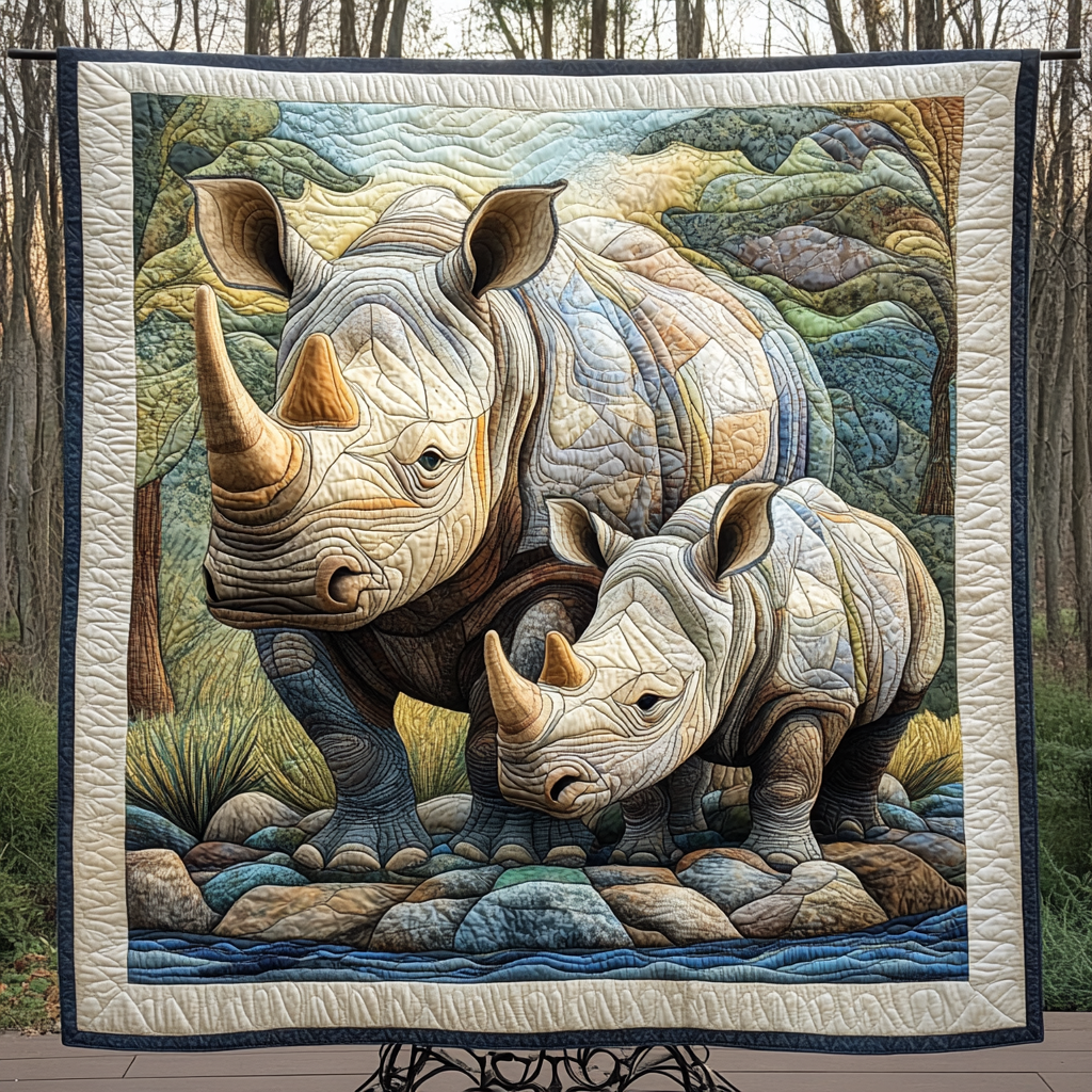 Rhino Enduring Spirit Quilted Blanket Cute Animal Blanket